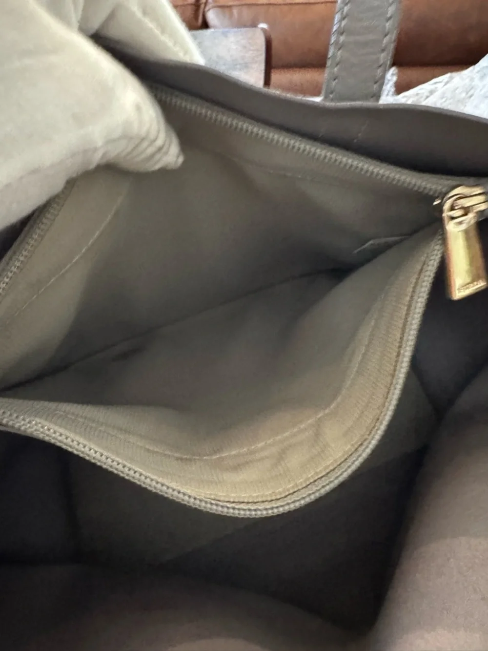 Furla gray Italian leather tote bag gold hardware - Picture 16 of 17